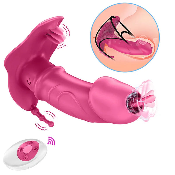 3 In 1 Licking Sucking Vibrator Anal Vagina Heating Clitoris Stimulator