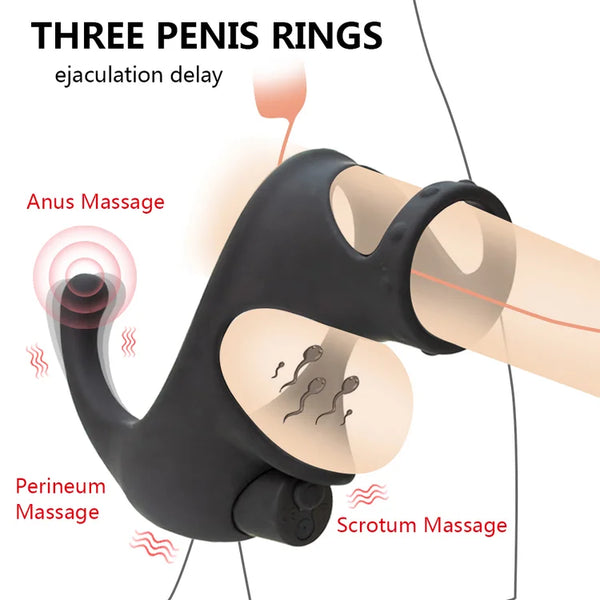 Double Cock Rings Delay Ejaculation Vibrating Erection Ring