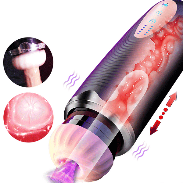 Interactive Voice Automatic Telescopic Sucking Vibration Masturbation Cup
